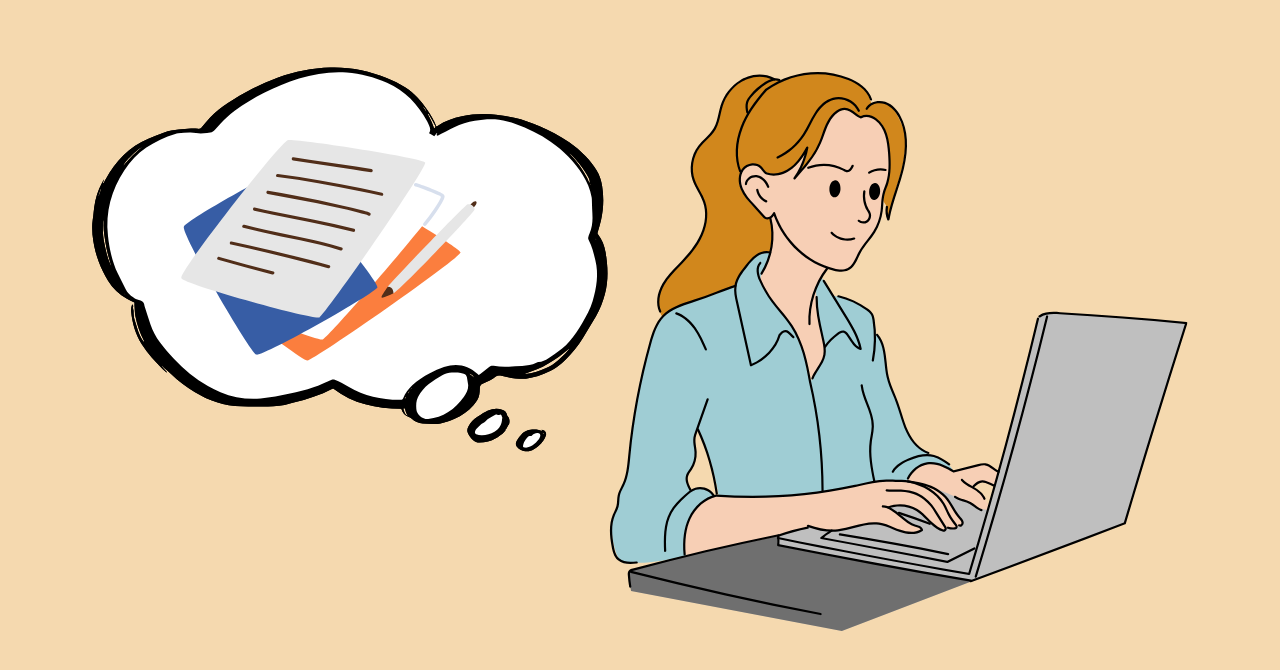 転職情報をまとめ終えて安心するケアマネのイラスト。記事の内容を振り返りながら次の行動を考える場面。