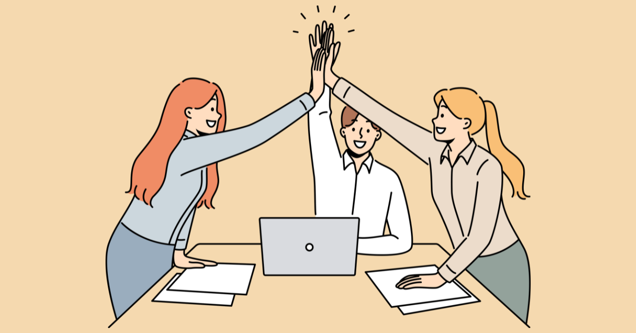 未経験ケアマネが安心して働ける職場のイメージ。相談できるチームスタッフのイラスト。