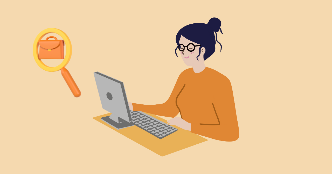 40代・50代のケアマネが転職サイトを比較しているイラスト。経験を活かして自分に合う職場を探す様子